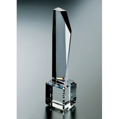 Fine Lead Crystal Abstract Award w/ Cubic Base - Small