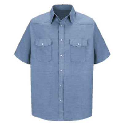 Red Kap™ Men's Short Sleeve Deluxe Western Style Shirt - Light Blue