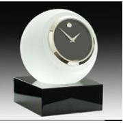 Crystal Series Round Crystal Award w/Clock