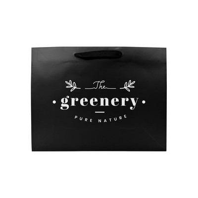 Matte Black Traditional Shape Paper Euro Tote (13"x4.5"x10")