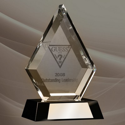 Crystal Clipped Diamond Award on Black Crystal Base - Medium