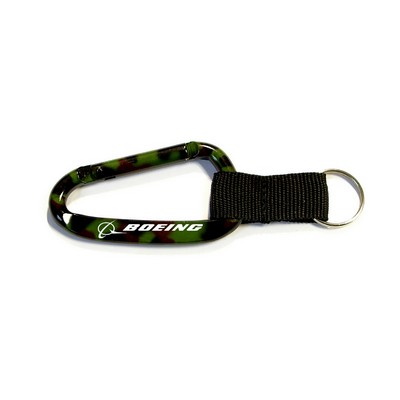 8cm Camouflage Aluminum Carabiner w/Strap & Key Ring