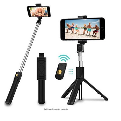 Selfie Stick, 3 In 1 Extendable Selfie Stick Tripod w/ Detachable Bluetooth® Wireless Remote Phone