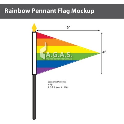 Rainbow Pannant Stick Flag 4"X6"