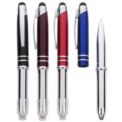 Multi-Function Ballpoint Pen/Stylus/LED