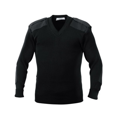 Gov't Type Acrylic V-Neck Sweater- Black, Navy (3XL)