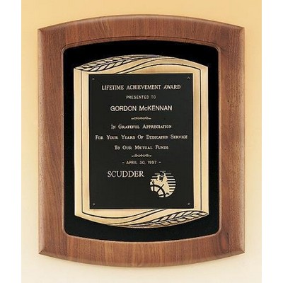 American Walnut Plaque with Antique Bronze Frame 14 x 17"