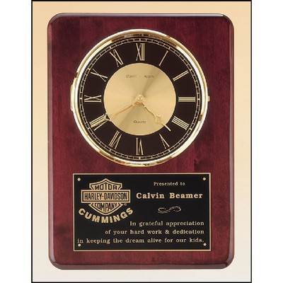 Rosewood Piano Finish Vertical Wall Clock (12"x15")