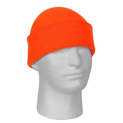 Safety Orange Fine Knit Acrylic Watch Cap