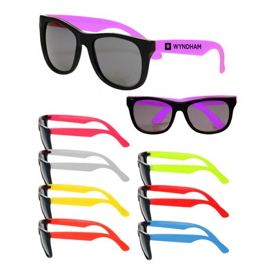 Union Printed - Economy Black Face Two-Tone Sunglasses with 1-Color Logo