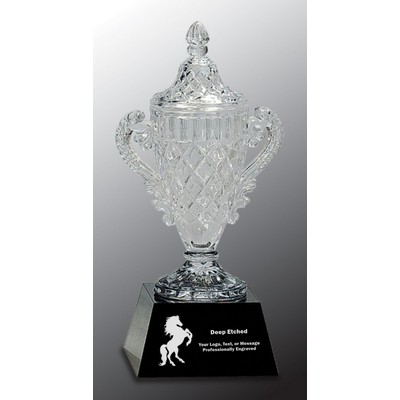 10 3/4" Crystal Cup on Black Pedestal Base Crystal Award