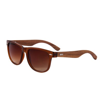 Zebra Wood Sunglasses - Brown Lenses - Clear Brown Frames