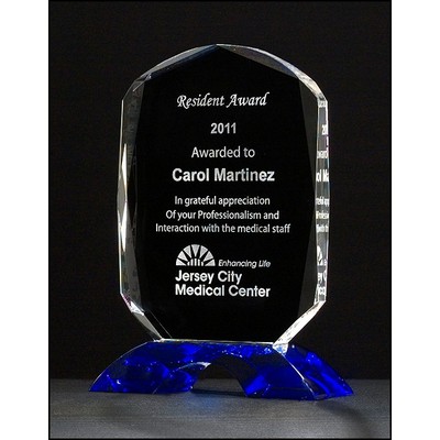 Airflyte® Diamond Series Clear Crystal Trophy w/Cobalt Blue Crystal Base (5.75"x 7.625")