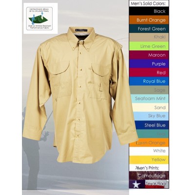 Men's Poly/Cotton Fishing Long Sleeve Shirt