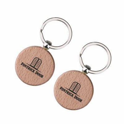 Round Wooden Keychain