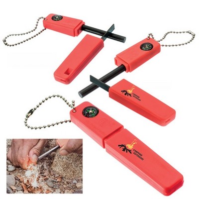 3-in-1 Flint Fire Starter, Emergency Whistle & Compass