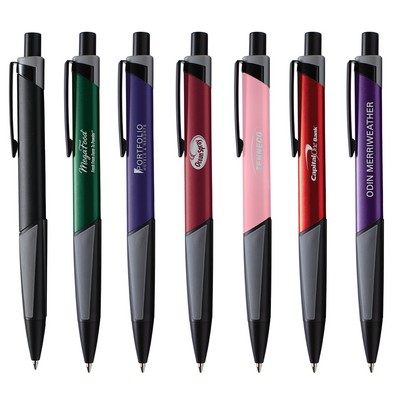 Metal Triangular Retractable Ballpoint Pen w/Finger Grip