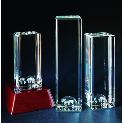 World Tower Optical Crystal Award/Trophy 6"H