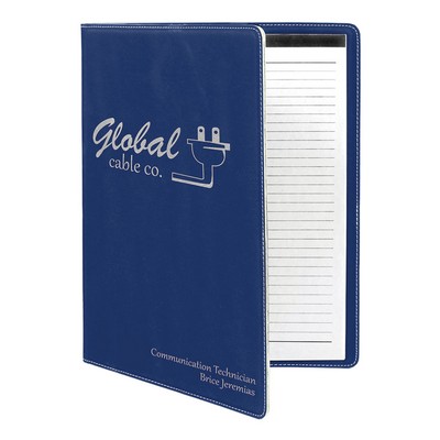 9½" x 12" Leatherette Blue/Silver Portfolio