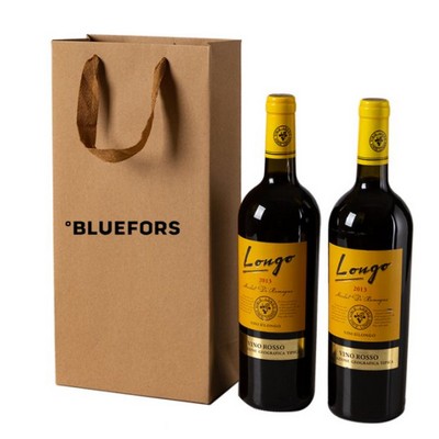 Natural Kraft Paper Wine Bag for Two Bottles