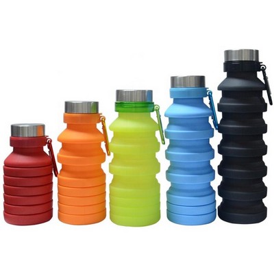 18 Oz Foldable Silicone Water Bottle