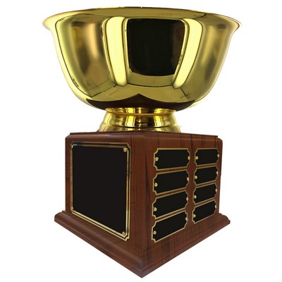 12" Gold Bowl Perpetual Trophy w/16 Name Plates