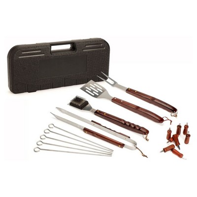 Cuisinart Outdoors 18 Piece Wooden Handle Grill Tool Set