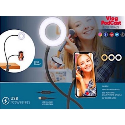 Vivitar® 2-in-1 Desktop Stand w/Ring Light & Phone Cradle