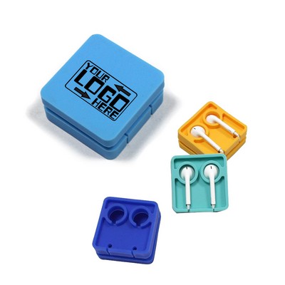 Square Silicone Earphone Organizer w/ one color logo