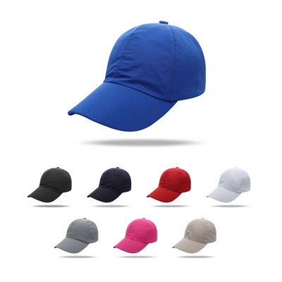 Stock Solid Color Quick Dry Poly 6 Panel Cap, Elastic Back Fastener