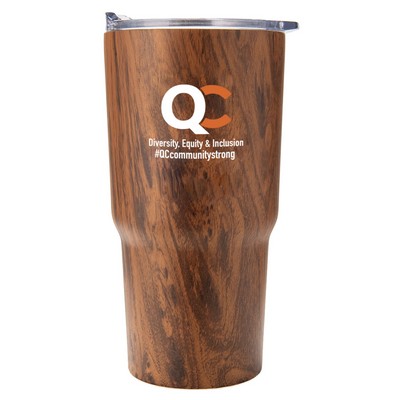 Promo Revolution - 20 Oz. Dual Wall Vaccum Sealed Tapered Tumbler - Woodgrain Brown