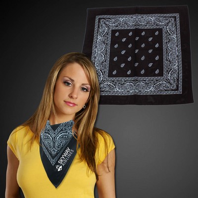 22" Blank Black Cotton Bandana