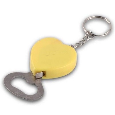 Heart Shape Tape Measure Bottle Opener Keychain