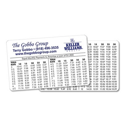 Amortization Card, Standard