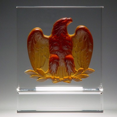 Majestic Eagle Crystal Award, Amber, 6 7/8"H