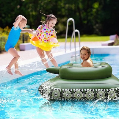 Inflatable Tank Shape Floating Row With Squirt Water Gun