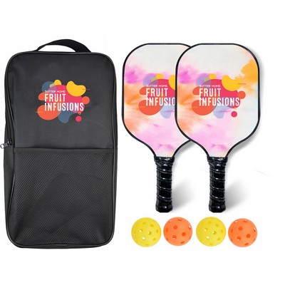 Premium Fiberglass Pickleball Paddle Set Of 2 w/Balls