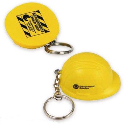 Hard Hat Shaped Stress Ball w/Keychain