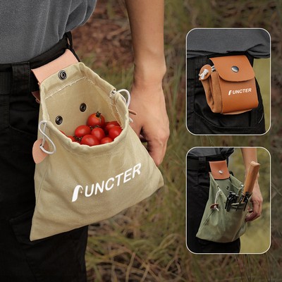 Waxed Canvas Mushroom Foraging Bag Collapsible Outdoor Camping Foraging Pouch Camping Hiking Bag