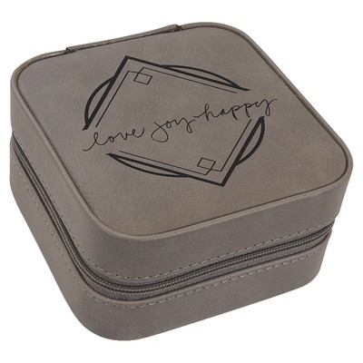 4" X 4" Gray Leatherette Travel Jewelry Box