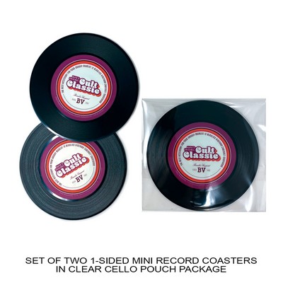 1-Sided Mini Record Coasters - Set of 2 - Clear Cello Pouch (No Imprint)