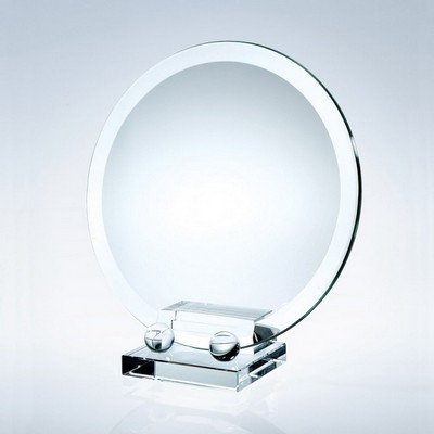 Large Beveled Round Plate W/ Crystal Base