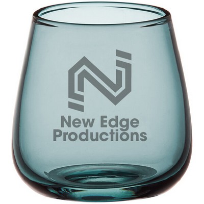 Deep Etched or Laser Engraved Pangea 13 oz. Blue Stemless Wine Glass