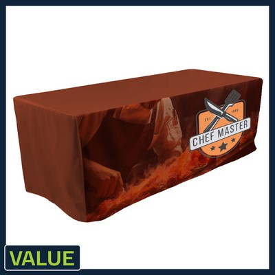 Value - 8 ft. x 30"Top x 29"H - 4 Sided Hemmed Fitted Table Throw (Full Coverage Dye Sublimation)