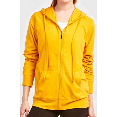 Women's Jersey Zip-Up Hoodie Jackets - Medium, Mustard (Case of 24)