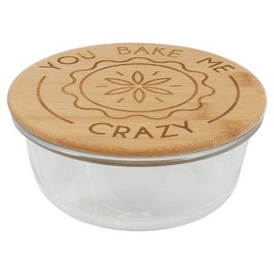 21 oz. Round Glass Container with Bamboo Lid