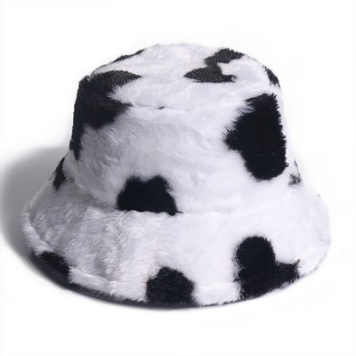 Winter Cow Faux Fur Fisherman Hat