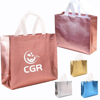 Glossy Reusable Non Woven Grocery Gift Bags with Handles for Wedding Birthday Party Mother's Day