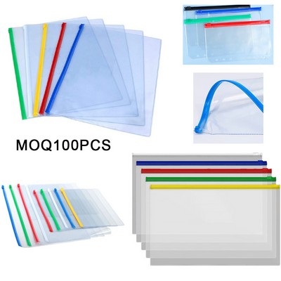 Clear PVC Document Zipper Pouch 4 4/5"x9 1/3" (MOQ 100pcs)