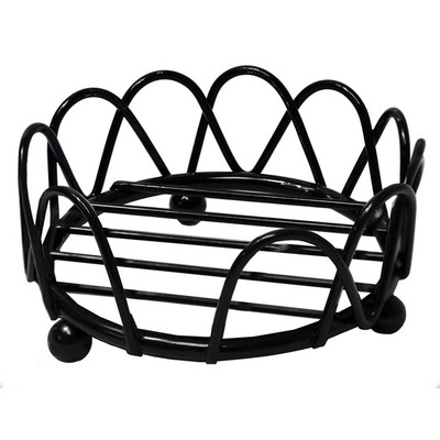 Black Lattice Metal Holder (Holds 4 round tumbled coasters)